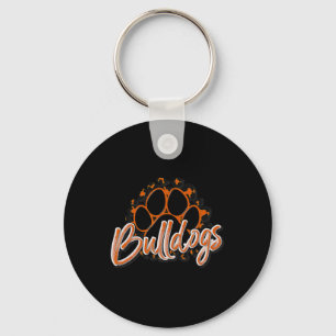 Bulldogs Orange Black Cheetah School Sportfan Te Schlüsselanhänger