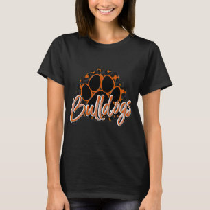 Bulldogs Orange Black Cheetah School Sportfan Te T-Shirt