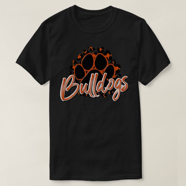 Bulldogs Orange Black Cheetah School Sports Fan ea T-Shirt (Design vorne)