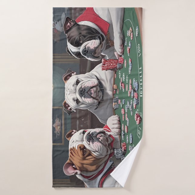 Bulldogs playing poker badehandtuch (Badehandtuch)