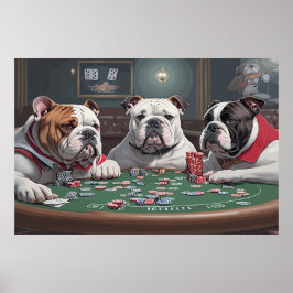 Bulldogs playing poker poster
