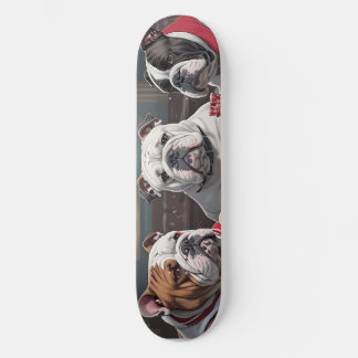 Bulldogs playing poker skateboard