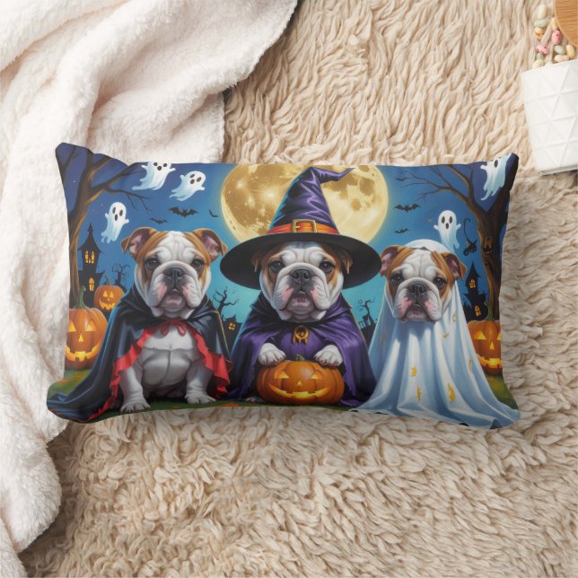 Bulldogs Pumpkin Halloween Funny Lendenkissen (Decke)