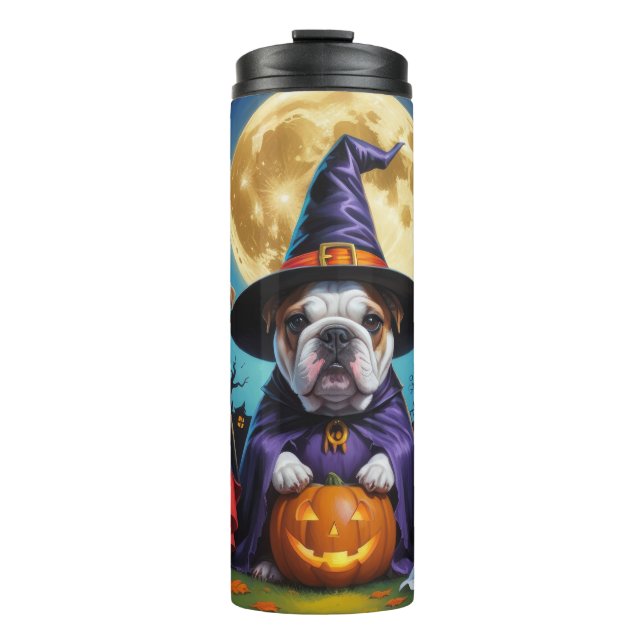 Bulldogs Pumpkin Halloween Funny Thermosbecher (Vorderseite)