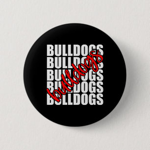 Bulldogs Red School Sports Fan Team Spirit Button