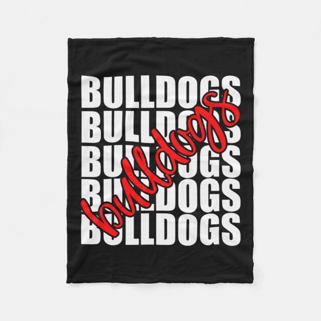 Bulldogs Red School Sports Fan Team Spirit Fleecedecke (Vorderseite)