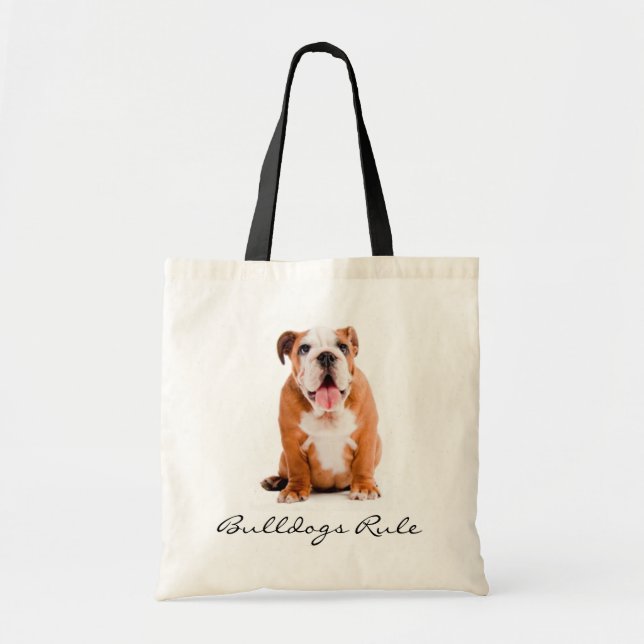 Bulldogs Rule Puppy Budget Leinwand Totbeutel Tragetasche (Vorne)