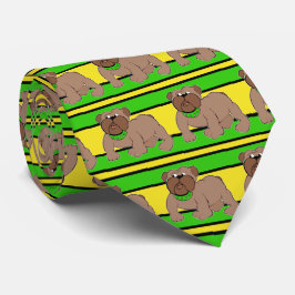 Bulldogs Sportteam Green Yellow Necktie Krawatte