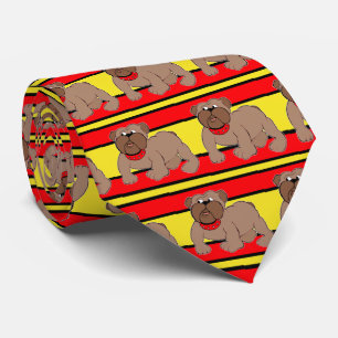 Bulldogs Sportteam Red Yellow Necktie Krawatte