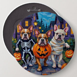 Bulldogs Trick-or-Treating in Halloween-Kostümen Button