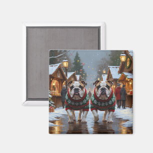 Bulldogs Weihnachts-Schnee-Feiertag Magnet