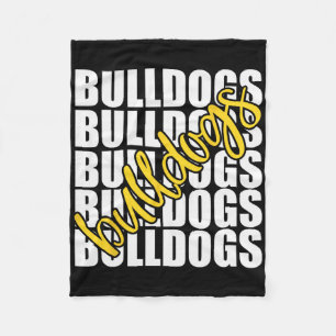 Bulldogs Yellow School Sport Fan Team Spirit Fleecedecke