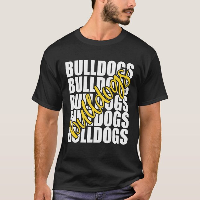 Bulldogs Yellow School Sport Fan Team Spirit T-Shirt (Vorderseite)