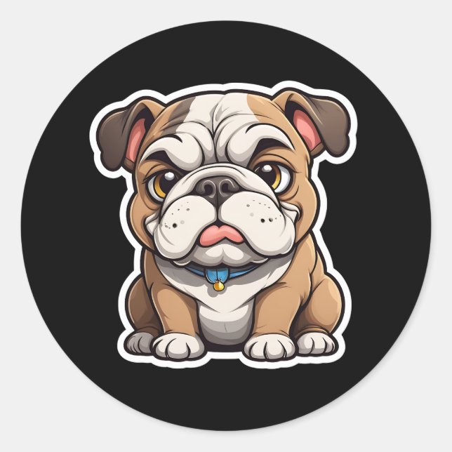 Bulldogsticker Runder Aufkleber (Vorderseite)