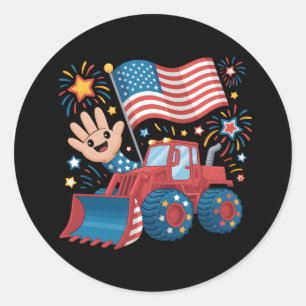 Bulldozer 4. Juli Kleinkind Boys Kids Jugend USA Runder Aufkleber