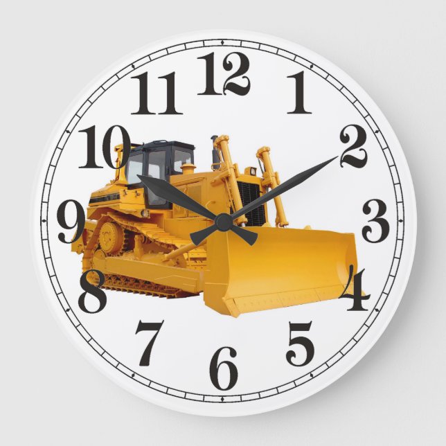 Bulldozer-Bild für die Wall-Uhr Große Wanduhr (Vorderseite)