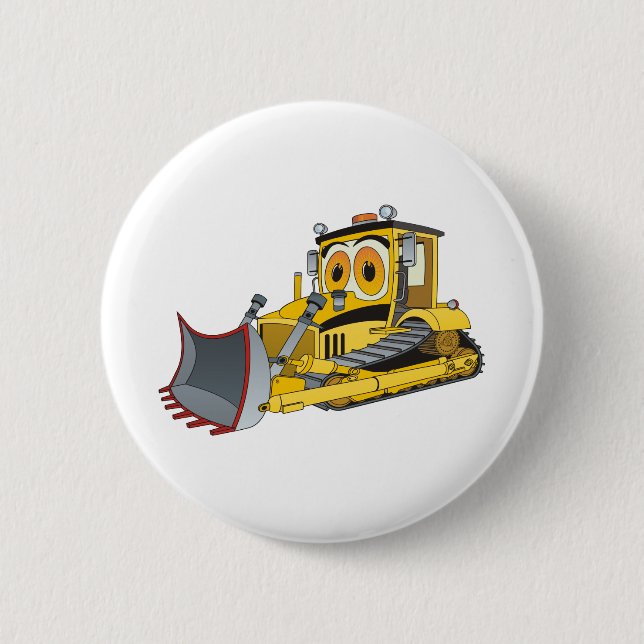 Bulldozer-Cartoon Button (Vorderseite)