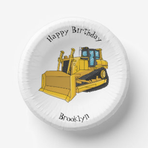 Bulldozer-Cartoons-Illustration Pappteller