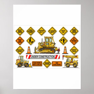Bulldozer Dozer Konstruktionsschilder Poster