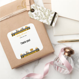 Bulldozer-Kinderdusche im Bauwesen Quadratischer Aufkleber