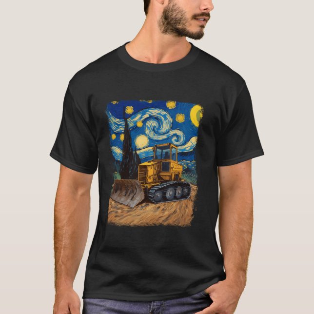 Bulldozer-Konstruktionswagen HEO Starry Night Pain T-Shirt (Vorderseite)