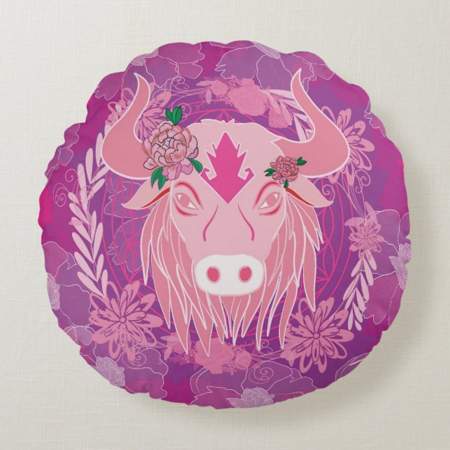 Bulle Blume des Lebens Rundes Kissen (Vorderseite)