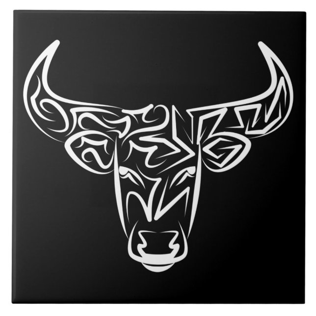 Bulle schwarz-weiß / Ox Fliese (Vorderseite)