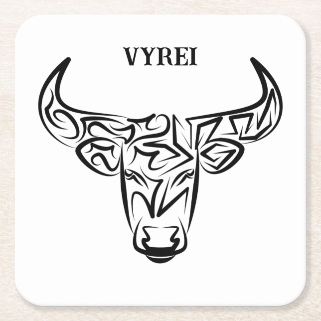Bulle schwarz-weiß / Ox Rechteckiger Pappuntersetzer (Vorderseite)