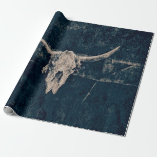 Bulle Skull Western Grau Rustikale Alte Grunge Geschenkpapier