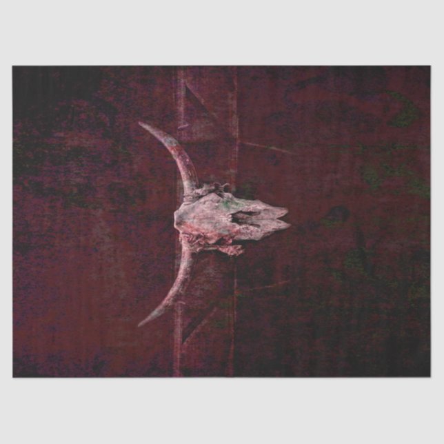 Bulle Skull Western Rot Braun Alt Rustikal Seidenpapier (Vorderseite)