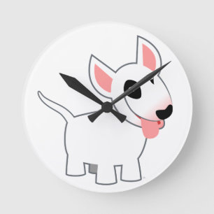 Bulle Terrier Wall Clock für niedlichen Cartoon Runde Wanduhr