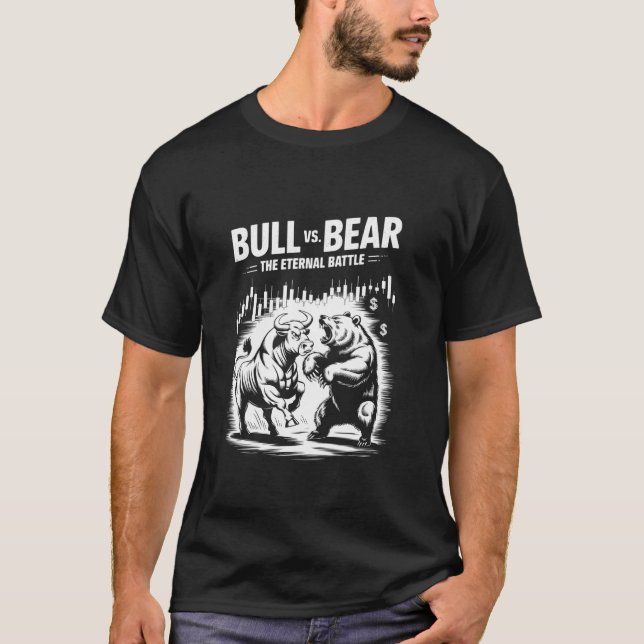 Bulle VS Bär Ewiger Kampf Wall Street Short Long T-Shirt (Vorderseite)