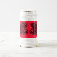 Bullen, die bei Red Starry Night Beer Stein laufen