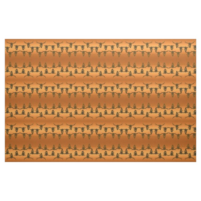 Bullen-Skulls Rustikales Gold-Brawn-Western-Muster Stoff (Fat Quarter (45,7 x 55,9 cm))