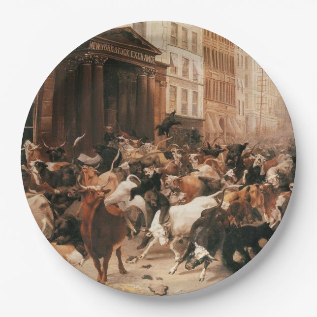 Bullen und Bären auf dem Aktienmarkt (W.H. Beard) Pappteller (Vorderseite)