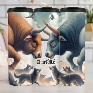 Bullen und Wölfe: Eine Zarensperre Thermosbecher