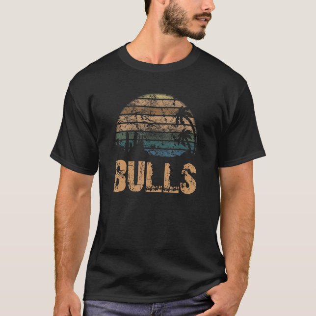Bullen Vintag Sonnenuntergang gestört T-Shirt (Vorderseite)