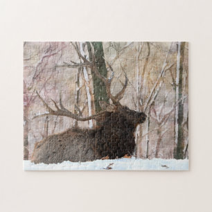 Bullenelche im Schnee Puzzle