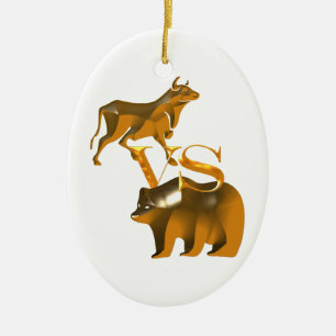 Bullenmarkt vs Bärenmarkt Keramikornament