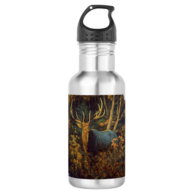 Bullenstech im Herbstwald Edelstahlflasche (Vorderseite)