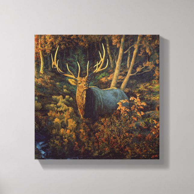 Bullenstech im Herbstwald Leinwanddruck (Vorderseite)