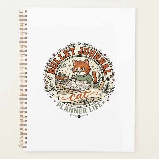 Bullet Journal Katze Bullet Journal Katze Vintage  Planer (Vorderseite)