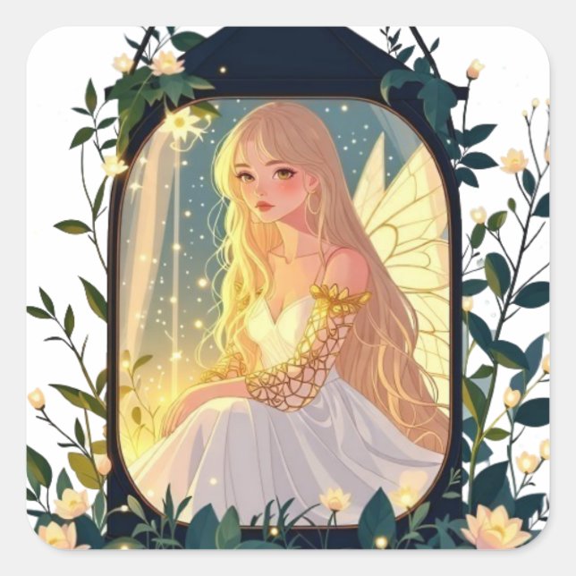 Bullet Journaling Series5 - Terrarium Girl 5 Quadratischer Aufkleber (Vorderseite)