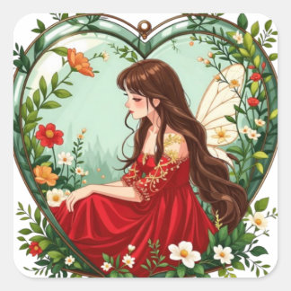 Bullet Journaling Series7 - Terrarium Girl 7 Quadratischer Aufkleber