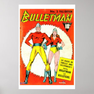Bulletman Vintag Comic Book Cover Poster