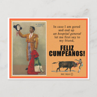 BULLFIGHTY GRIRTHDAY GREETING POSTCARD POSTKARTE