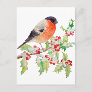 Bullfinch auf dem heiligen Zweig in der Schneepack Postkarte