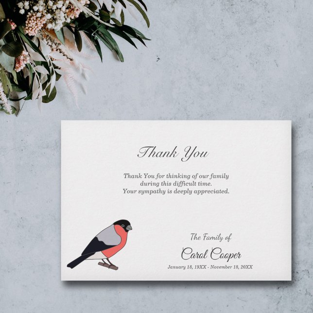 Bullfinch Beerdigung Danke, Note Card Dankeskarte (Bullfinch Funeral Thank You Note Card)
