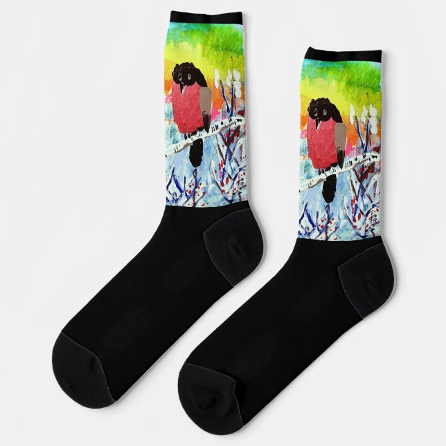 Bullfinch Bird Crew Socks Socken (Linkes Detail)