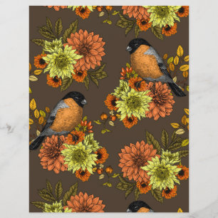 Bullfinch on autumn florals